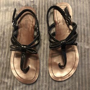 Kelly & Katie Black Bow Sandals